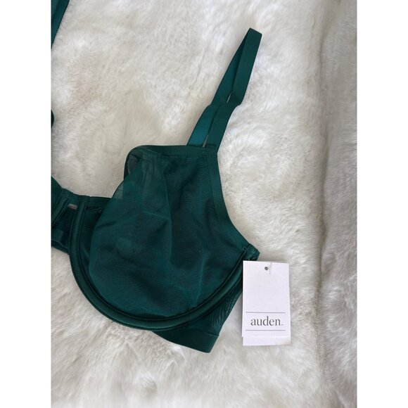 Auden Mesh size 32A Unlined Demi Bra Comfort Wire Deep Green NEW - Picture 3 of 5
